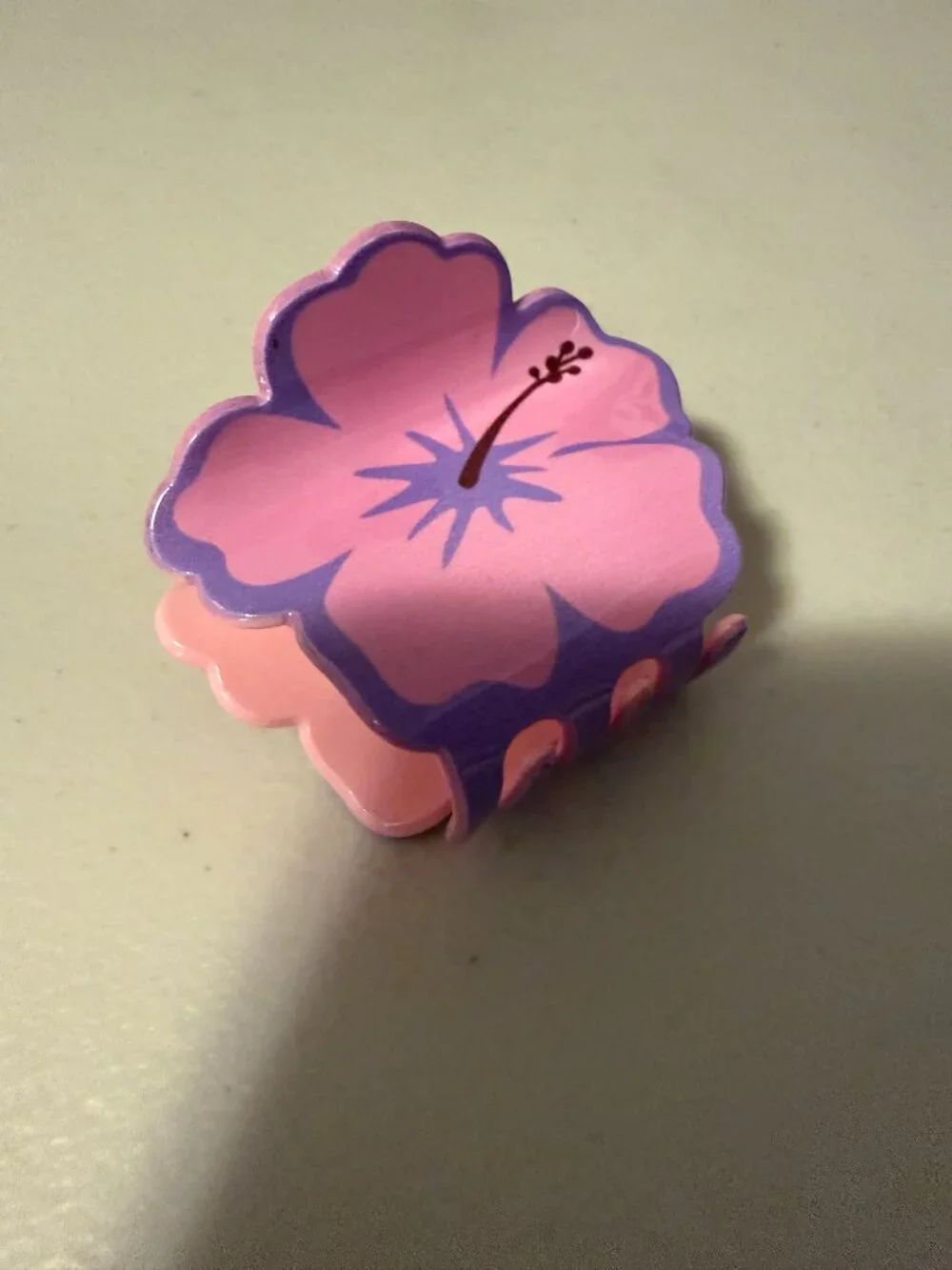Pink and Purple Hibiscus Flower Claw Clip Hair Accessory